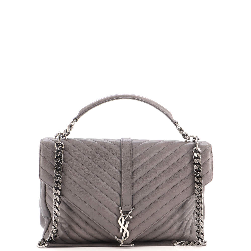 Saint Laurent Medium Classic Monogram College Bag Matelasse Chevron Leather